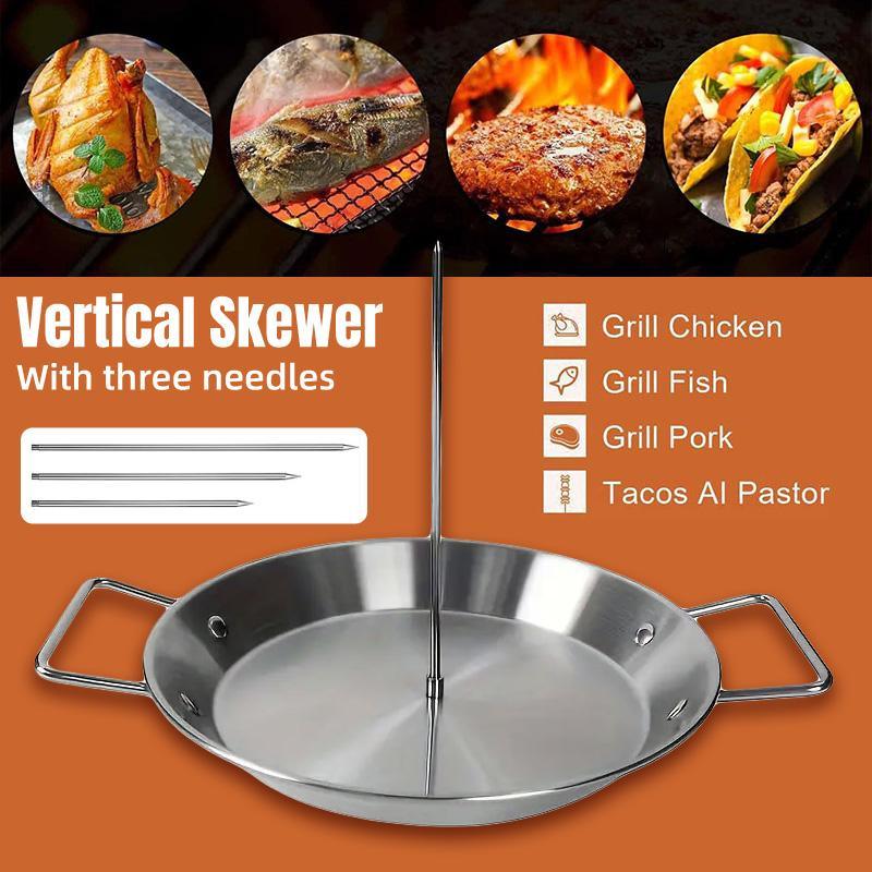 BBQs & Accessories: Stainless Steel Vertical Skewer Grill Pan Barbecue Kebab Rack Grill Cooking Tool