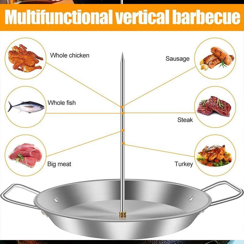 BBQs & Accessories: Stainless Steel Vertical Skewer Grill Pan Barbecue Kebab Rack Grill Cooking Tool