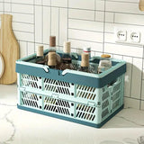 Storage Boxes: Foldable Portable Picnic Basket Lightweight Storage Basket for Outdoor Use - Blue