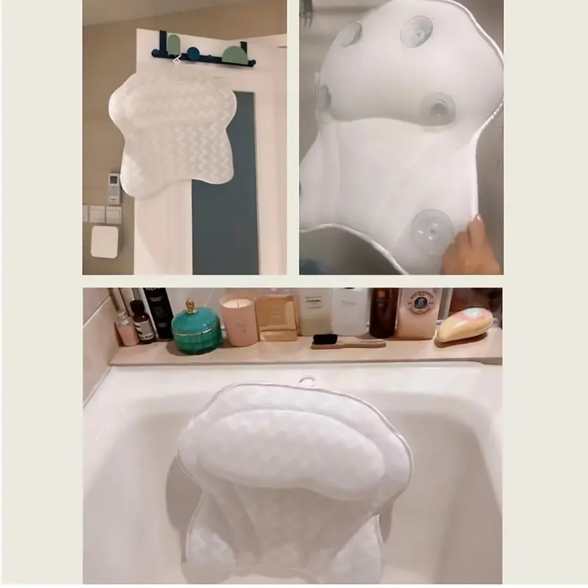 3D Breathable Mesh Bathtub Pillow Non Slip For Bathroom Spa Neck Back Support