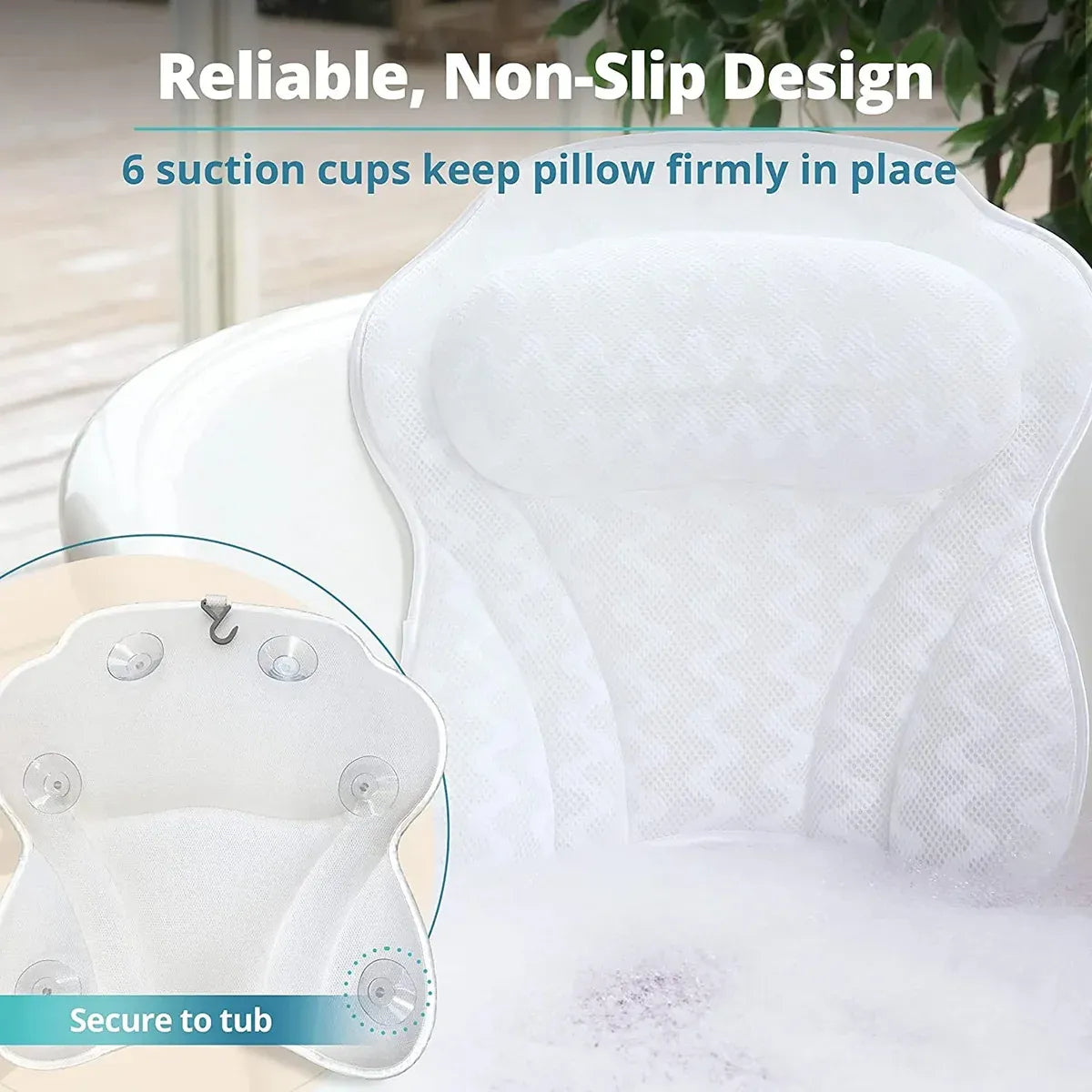 3D Breathable Mesh Bathtub Pillow Non Slip For Bathroom Spa Neck Back Support