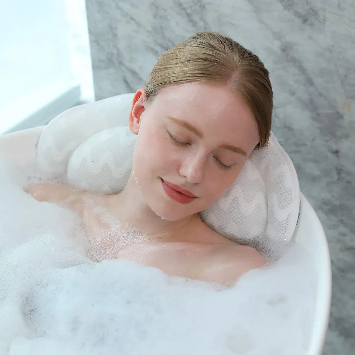 3D Breathable Mesh Bathtub Pillow Non Slip For Bathroom Spa Neck Back Support