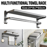 Towel Racks & Holders: Grey Aluminum Towel Rack Punch-Free Bathroom Storage Towel Holder Home Organizer