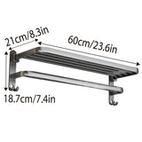 Towel Racks & Holders: Grey Aluminum Towel Rack Punch-Free Bathroom Storage Towel Holder Home Organizer