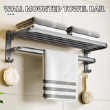 Towel Racks & Holders: Grey Aluminum Towel Rack Punch-Free Bathroom Storage Towel Holder Home Organizer