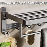 Towel Racks & Holders: Grey Aluminum Towel Rack Punch-Free Bathroom Storage Towel Holder Home Organizer