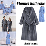 Bath Towels & Robes: Flannel Bathrobe Set Autumn Winter Coral Fleece Nightgown for Men and Women Warm - Grey