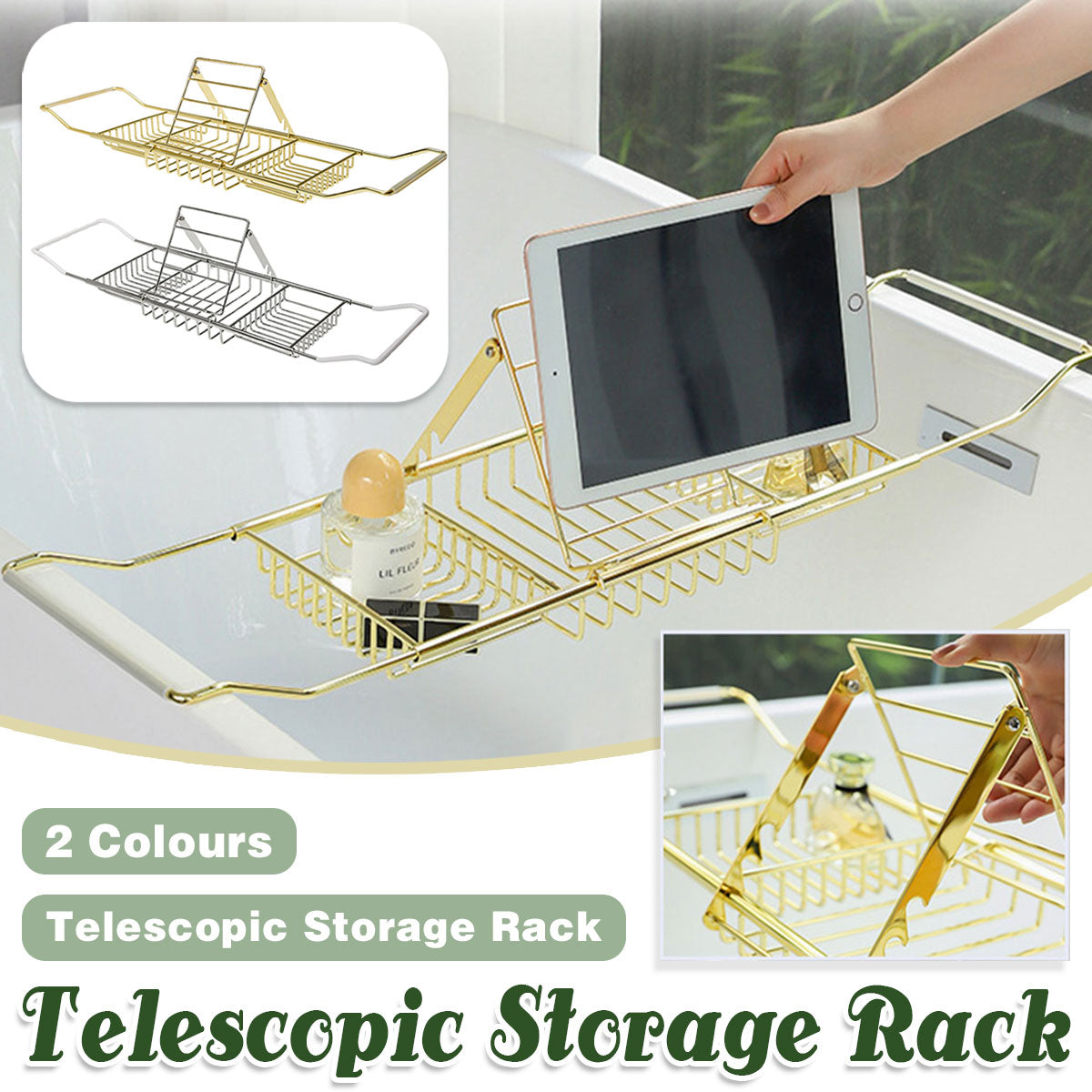 Bath Caddies: Bathtub Rack Bathroom Storage Shelf Telescopic Adjustable Organiser Tray Home - Silver