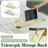 Bath Caddies: Bathtub Rack Bathroom Storage Shelf Telescopic Adjustable Organiser Tray Home - Silver