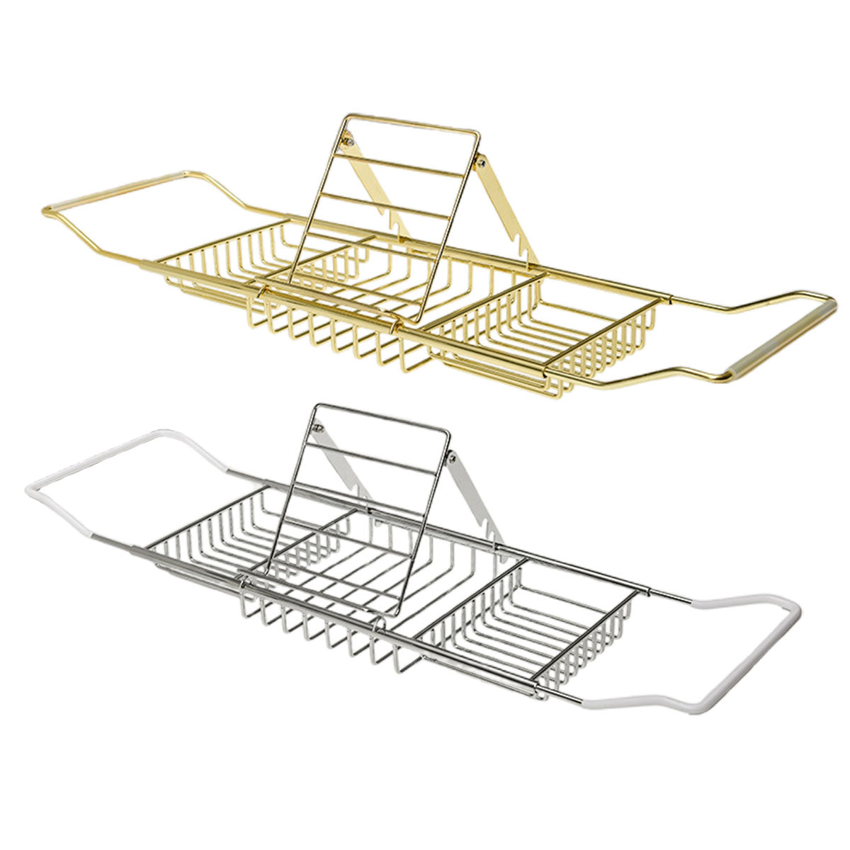 Bath Caddies: Bathtub Rack Bathroom Storage Shelf Telescopic Adjustable Organiser Tray Home - Silver