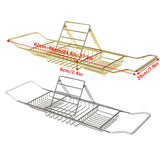 Bath Caddies: Bathtub Rack Bathroom Storage Shelf Telescopic Adjustable Organiser Tray Home - Silver