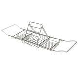 Bath Caddies: Bathtub Rack Bathroom Storage Shelf Telescopic Adjustable Organiser Tray Home - Silver