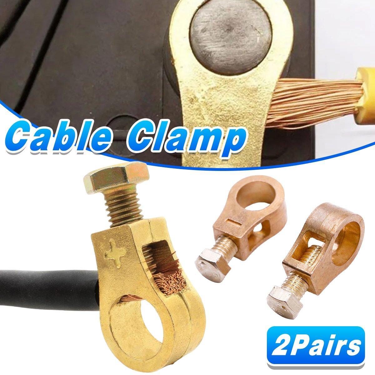 Cable Management: 2 Pairs Cable Clamp Battery Clips Car Positive Negative Pure Copper Terminals