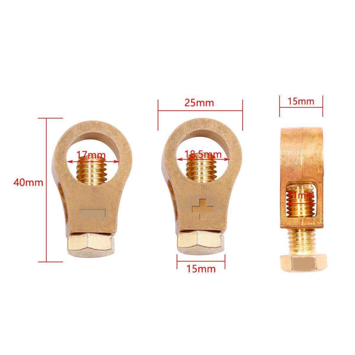 Cable Management: 2 Pairs Cable Clamp Battery Clips Car Positive Negative Pure Copper Terminals
