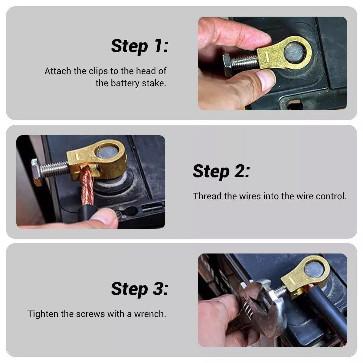 Cable Management: 2 Pairs Cable Clamp Battery Clips Car Positive Negative Pure Copper Terminals