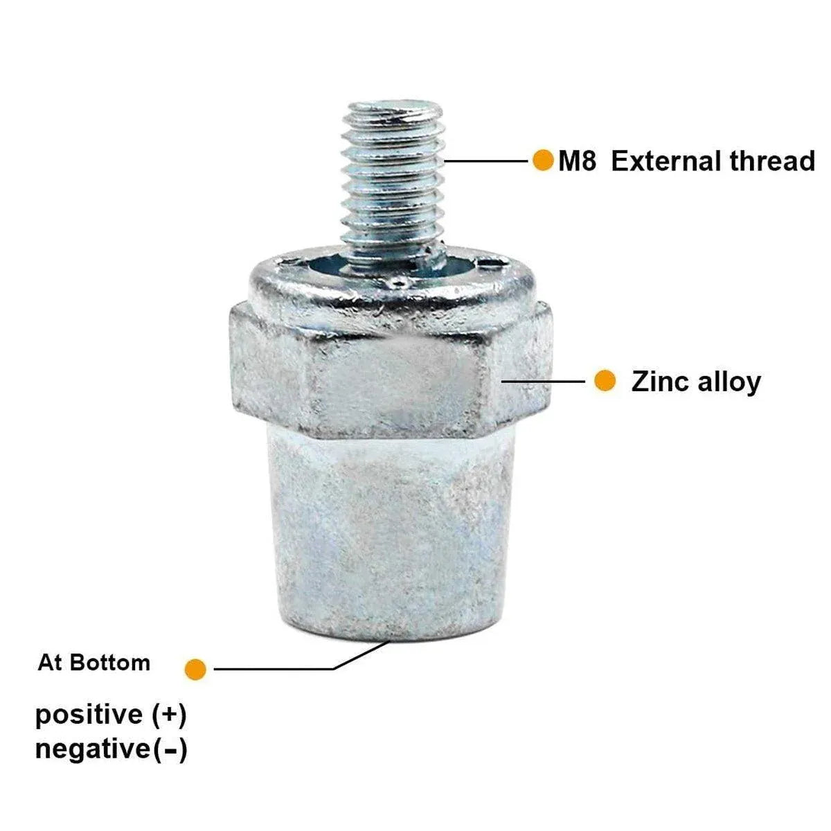 2Pcs Battery Terminal Posts For M8 8mm Bolts Positive Negative For Car Boats