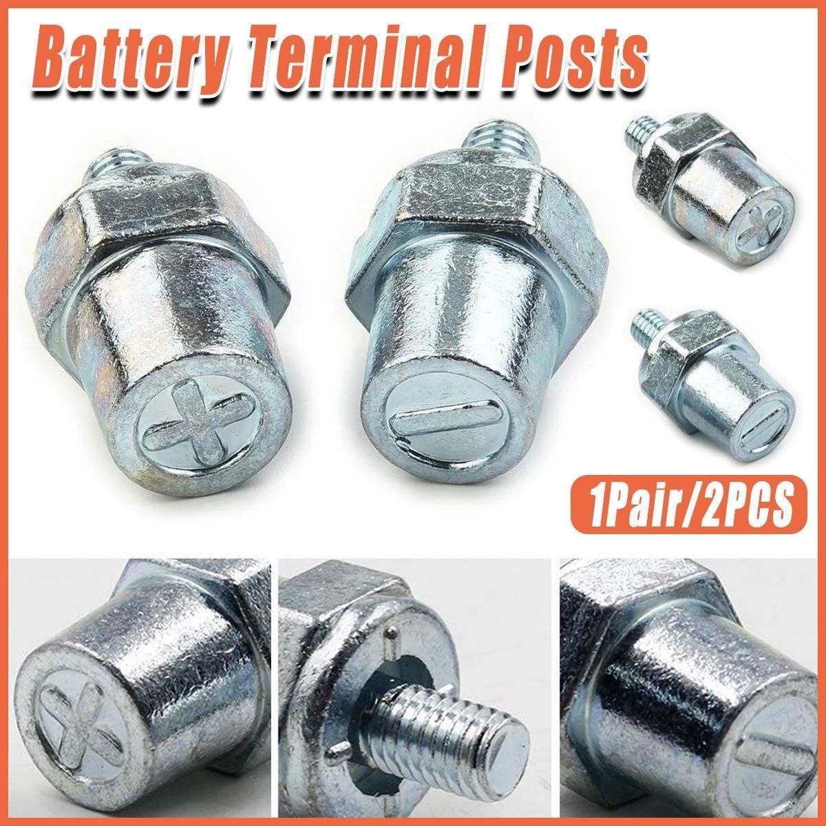 2Pcs Battery Terminal Posts For M8 8mm Bolts Positive Negative For Car Boats