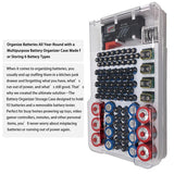 93 Slot Battery Storage Organizer Holder with Tester-Battery Caddy Rack Case Box