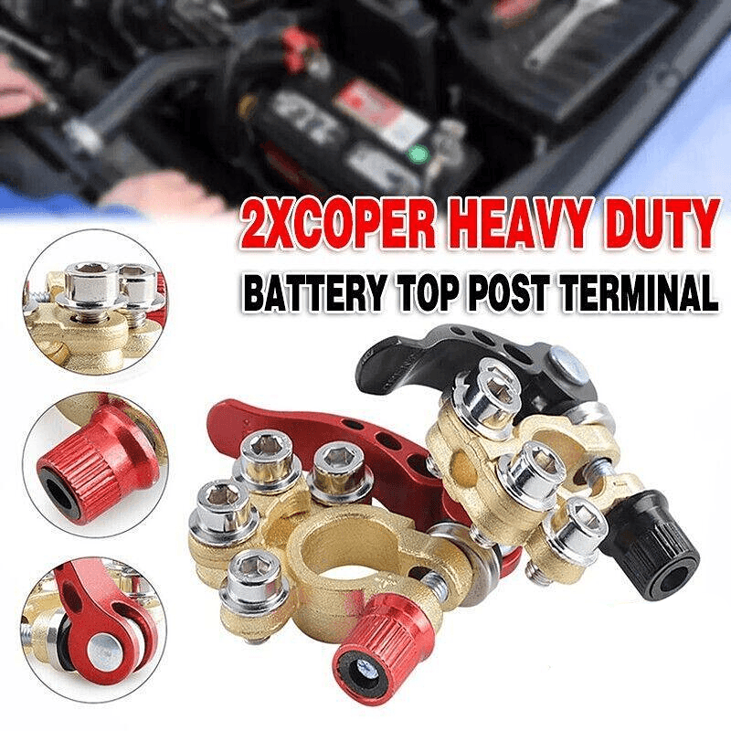 Automotive Repair & Speciality Tools: Heavy Duty Car Battery Terminal Clamp 2PCS Quick Release Brass Connector