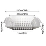 8 Inch Stainless Steel BBQ Grill Tray Perforated Pan Outdoor Barbecue Basket