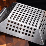 8 Inch Stainless Steel BBQ Grill Tray Perforated Pan Outdoor Barbecue Basket