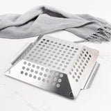 8 Inch Stainless Steel BBQ Grill Tray Perforated Pan Outdoor Barbecue Basket