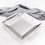 8 Inch Stainless Steel BBQ Grill Tray Perforated Pan Outdoor Barbecue Basket