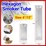 BBQs & Accessories: Hexagon Bbq Smoker Tube Stainless Steel Grill Accessory Smoking Box Long Lasting - 6Inch
