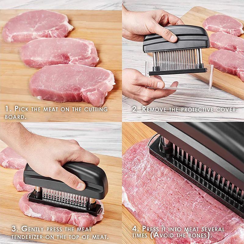 Kitchen Utensils: 48-Blade Stainless Steel Meat Tenderizer Tool for Steak Pork Chicken Lamb