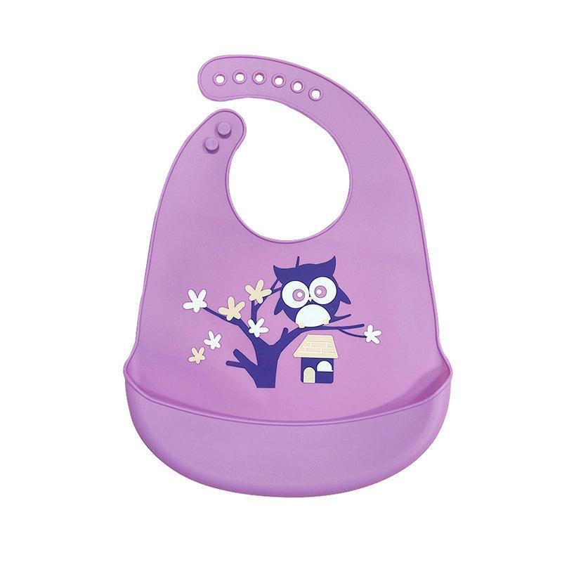 Baby Health & Grooming Kits: Silicone Waterproof Feeding Bib Apron with Pouch Easy to Clean Smock for Mealtime Use - Elephant
