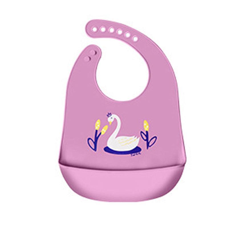 Baby Health & Grooming Kits: Silicone Waterproof Feeding Bib Apron with Pouch Easy to Clean Smock for Mealtime Use - Elephant