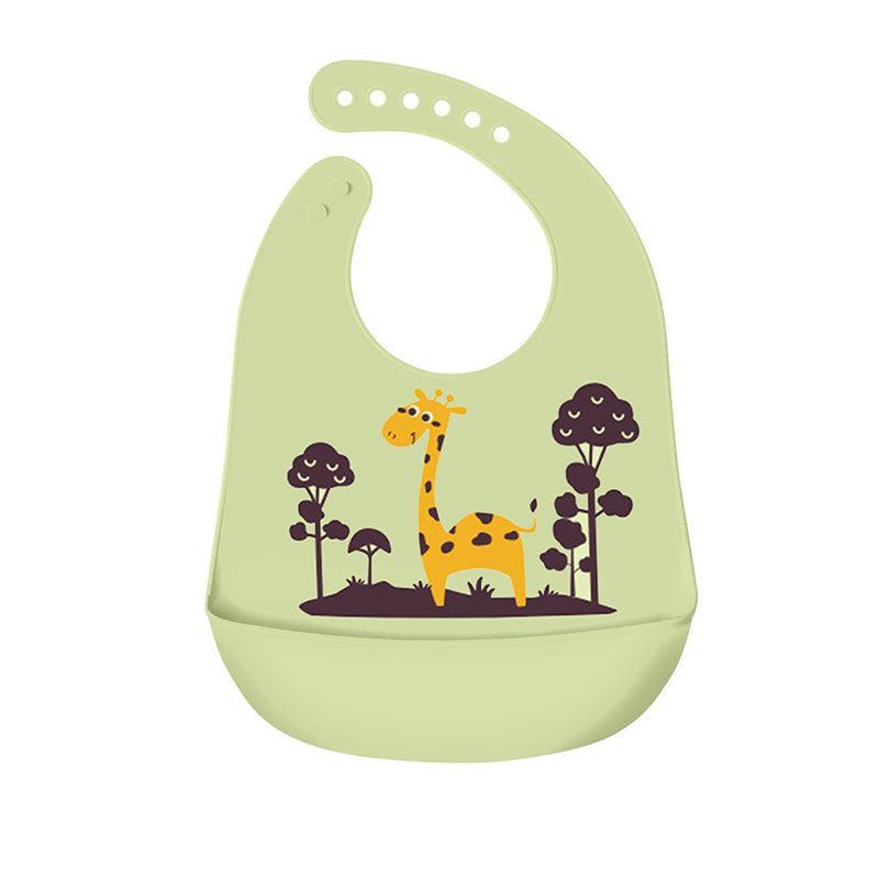 Baby Health & Grooming Kits: Silicone Waterproof Feeding Bib Apron with Pouch Easy to Clean Smock for Mealtime Use - Owl