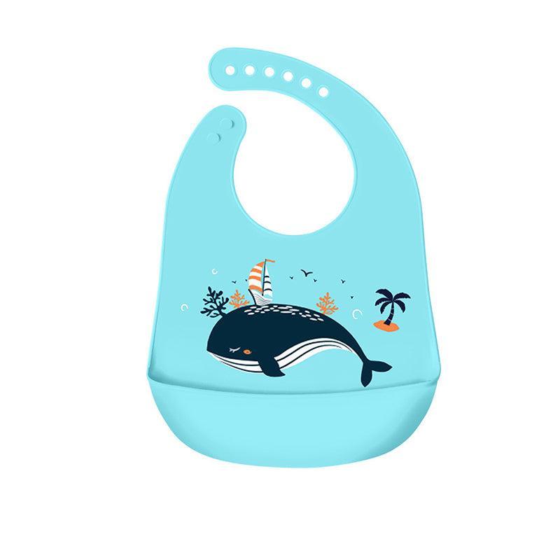 Baby Health & Grooming Kits: Silicone Waterproof Feeding Bib Apron with Pouch Easy to Clean Smock for Mealtime Use - Owl