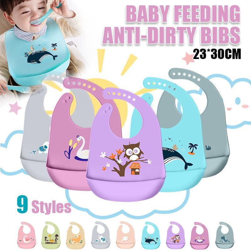 Baby Health & Grooming Kits: Silicone Waterproof Feeding Bib Apron with Pouch Easy to Clean Smock for Mealtime Use - Puppy