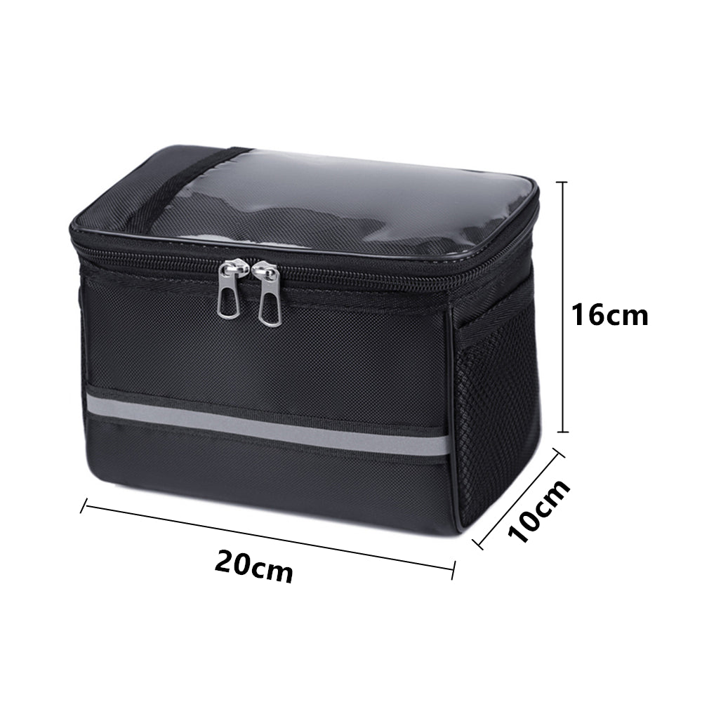 Bicycle Bags: Waterproof Bicycle Handlebar Bag with Touchscreen Phone Pocket and Reflective Strip