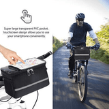 Bicycle Bags: Waterproof Bicycle Handlebar Bag with Touchscreen Phone Pocket and Reflective Strip