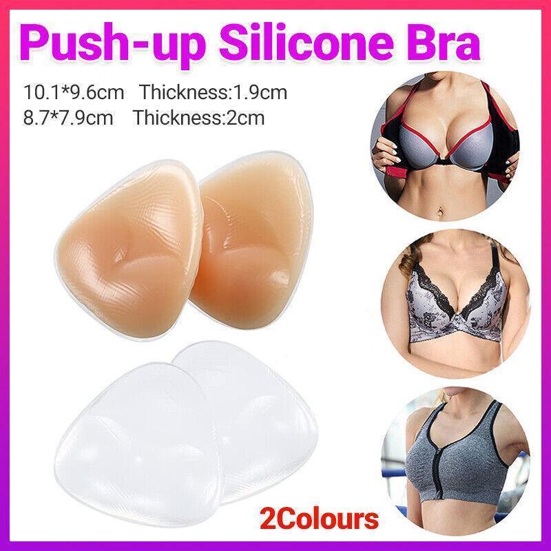 Nursing & Feeding: Triangle Push-Up Silicone Bra Inserts Breasts Pad Bikini Bra Cleavage Enhancers - Beige-Small