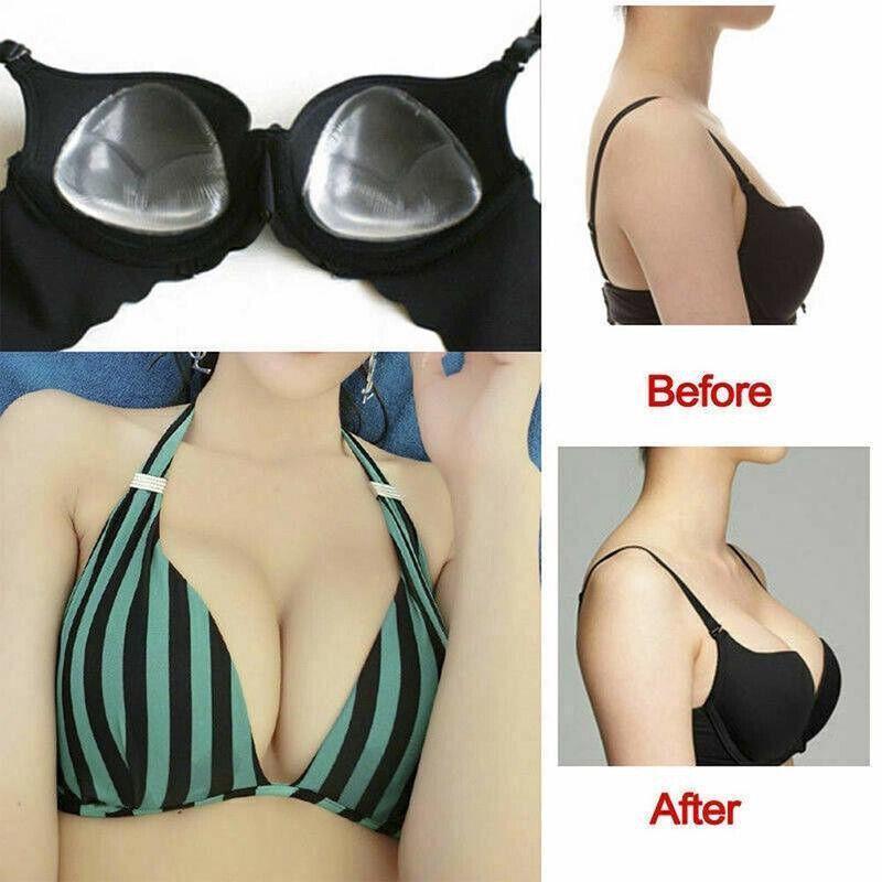 Nursing & Feeding: Triangle Push-Up Silicone Bra Inserts Breasts Pad Bikini Bra Cleavage Enhancers - Transparent-Small