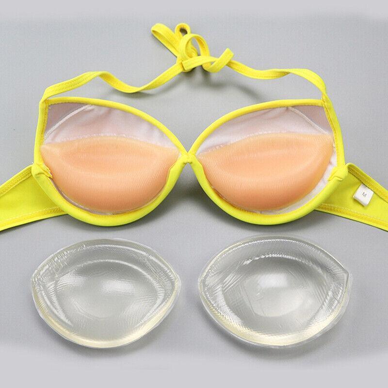 Nursing & Feeding: Triangle Push-Up Silicone Bra Inserts Breasts Pad Bikini Bra Cleavage Enhancers - Transparent-Small