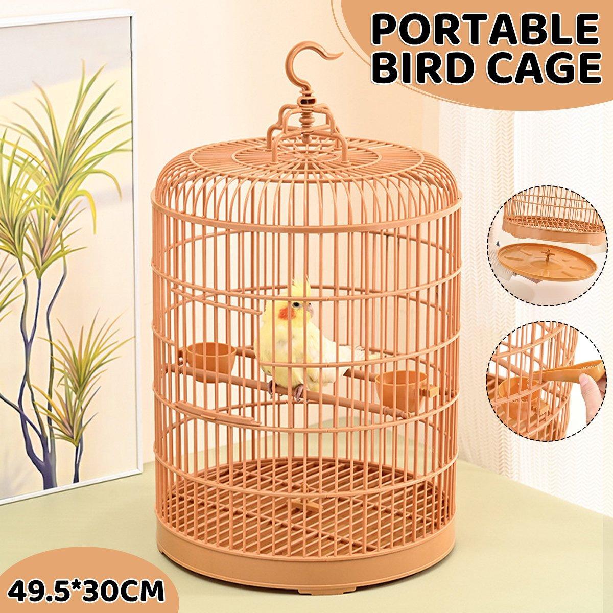 Bird Cages & Stands: Luxury Portable Bird Cage Round Design Travel Pet Carrier for Small Birds