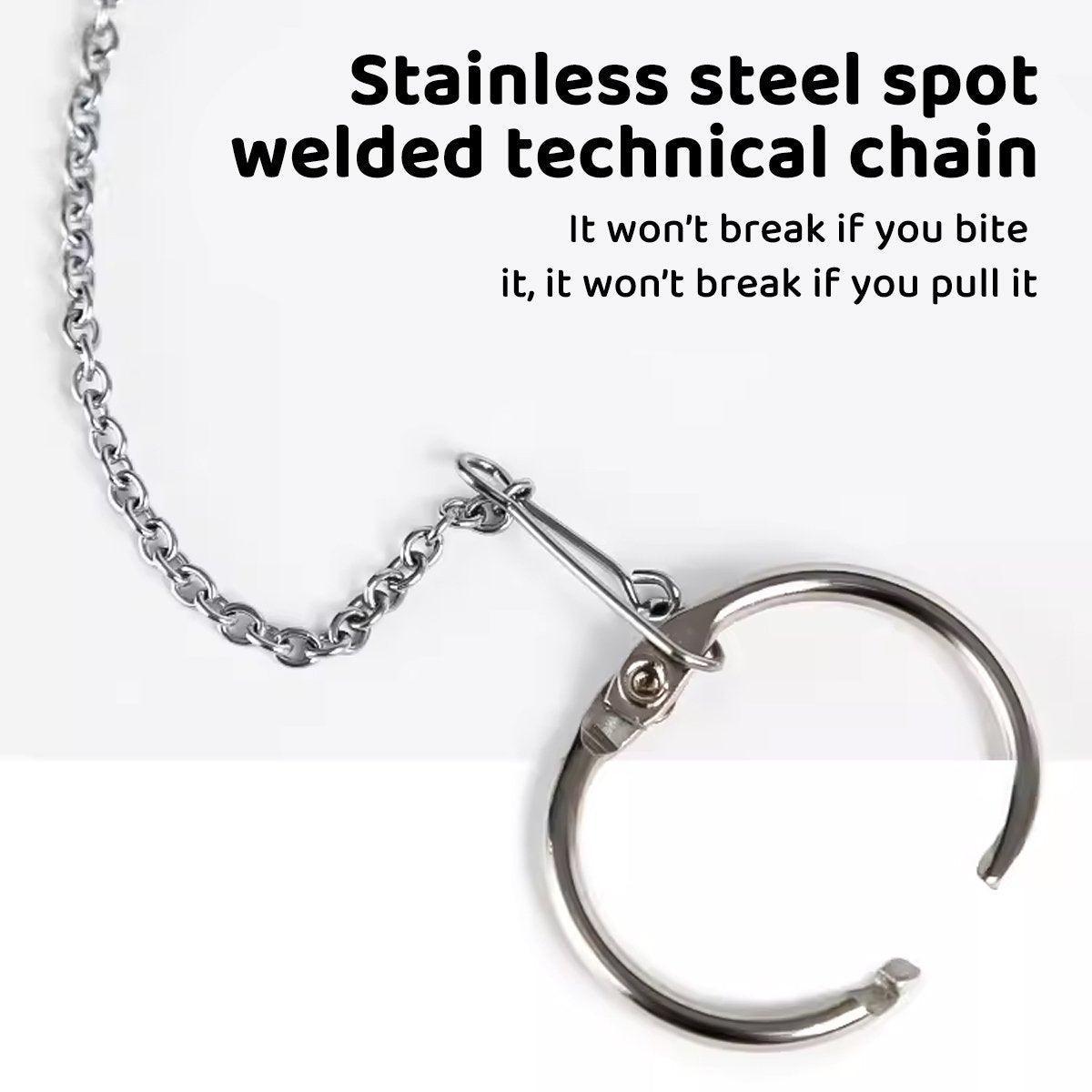 Coop & Hutch Accessories: Parrot Neck Collar Stainless Steel Bird Chain Training Adjustable Bird Leash - L-Diameter 2.2cm