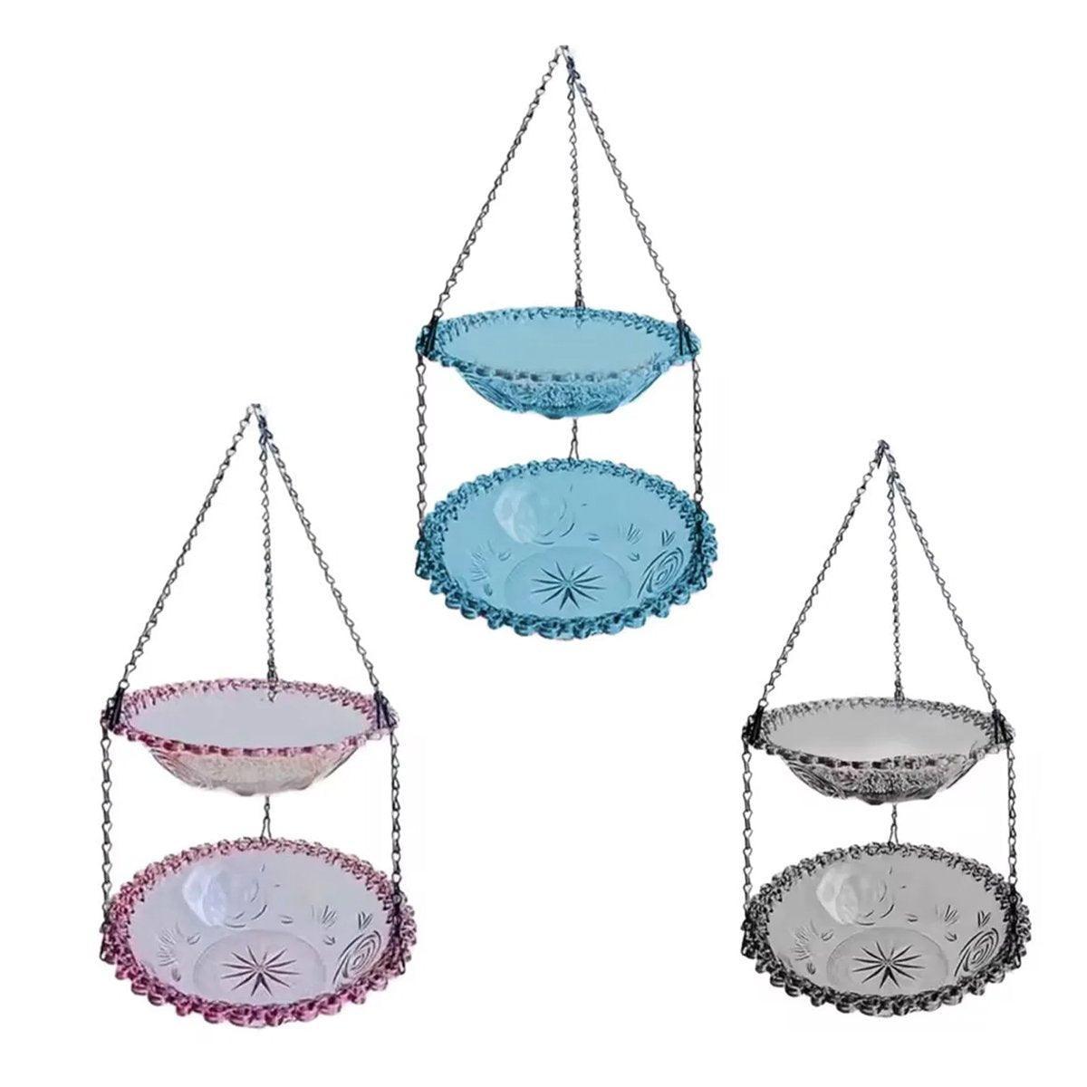 Bird Cage Accessories: Outdoor Hanging Bird Feeder Bath Garden Patio Decoration for Attracting Birds - Purple