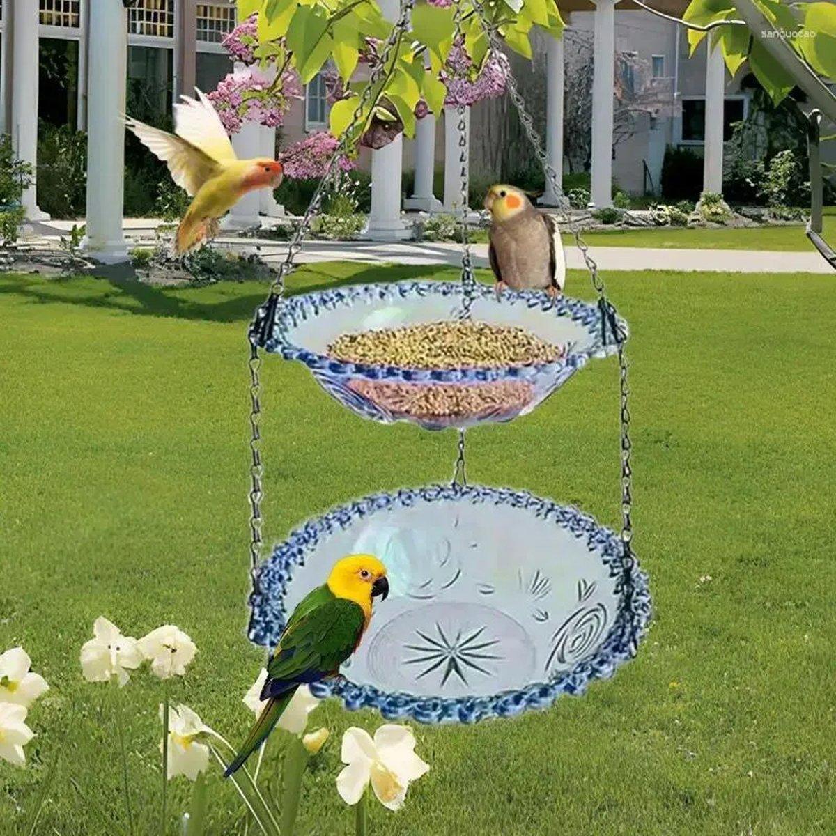 Bird Cage Accessories: Outdoor Hanging Bird Feeder Bath Garden Patio Decoration for Attracting Birds - Purple