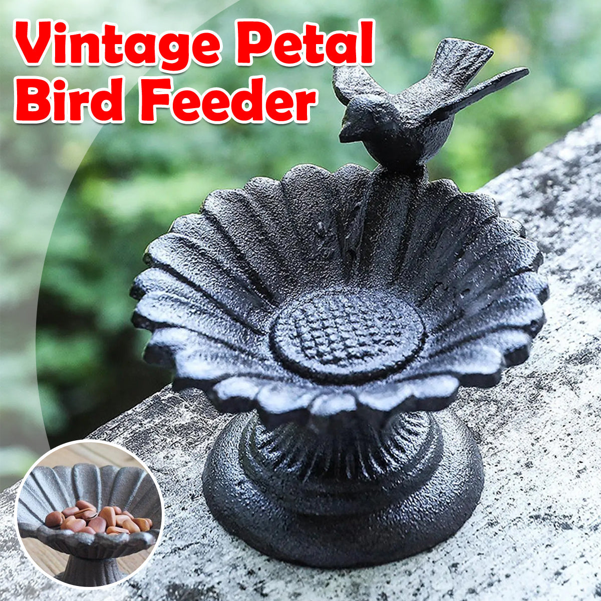 Bird Cage Accessories: Retro Petal Shaped Bird Feeder Hanging Decorative Outdoor Garden Bird Feeding
