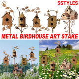 Bird Cages & Stands: Birdhouse Garden Stakes Outdoor Yard Ornaments for Lawn and Garden Decoration - D