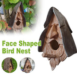 Bird Cages & Stands: Human Face Birdhouse Resin Garden Ornament Outdoor Bird Nest Decor Statue