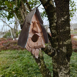 Bird Cages & Stands: Human Face Birdhouse Resin Garden Ornament Outdoor Bird Nest Decor Statue