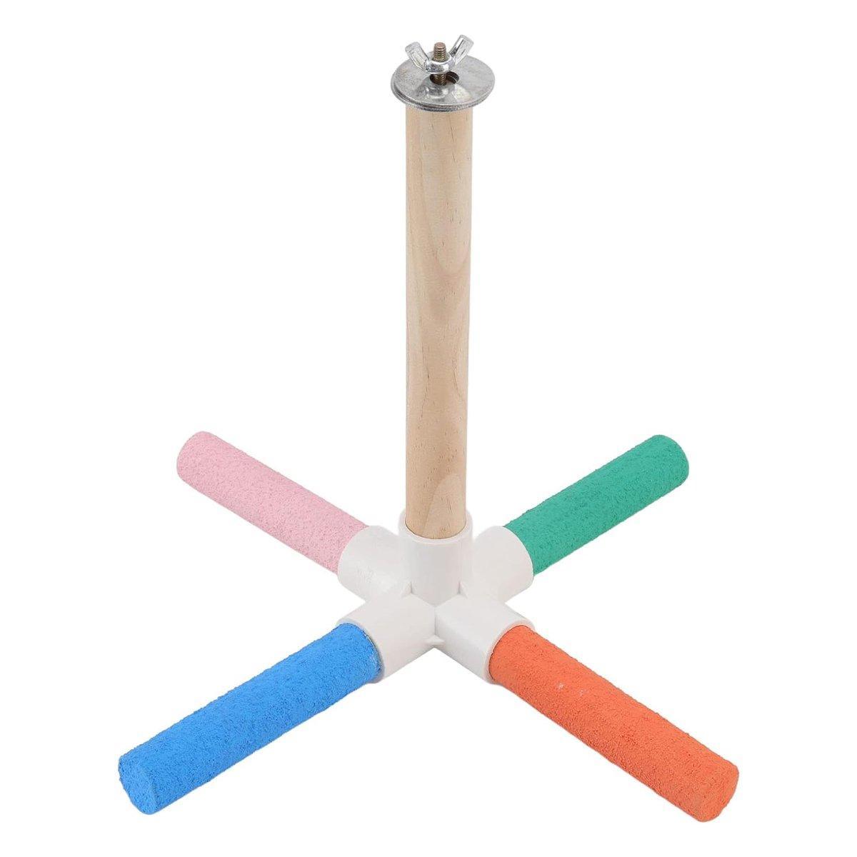 Bird Cage Accessories: Parrot Toy Bird Stand Colorful Umbrella Perch Claw Grinding Stick 4 Colours
