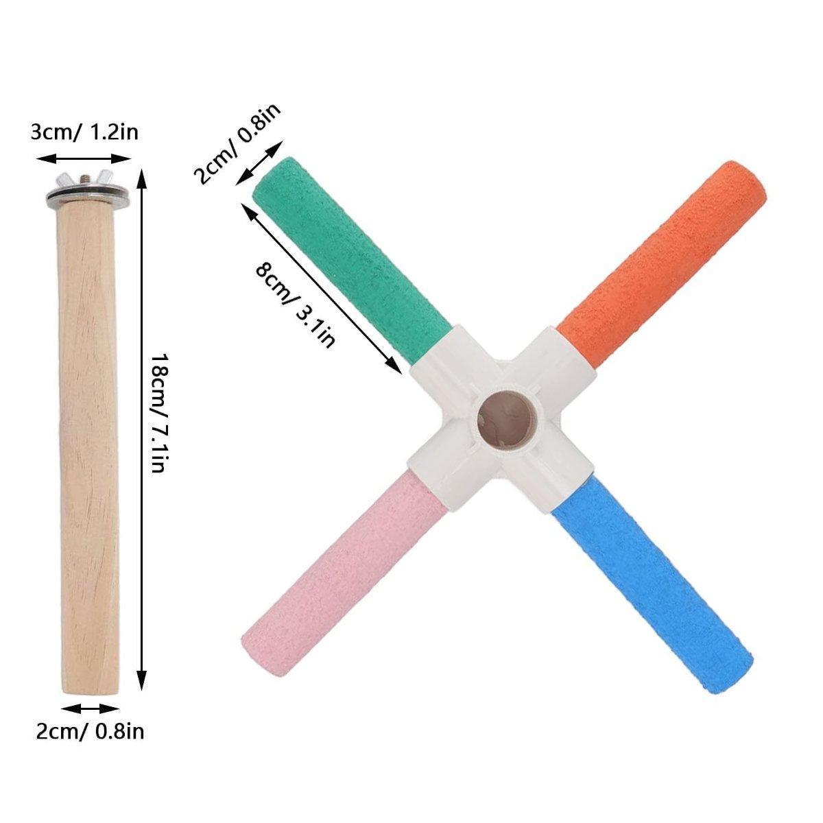 Bird Cage Accessories: Parrot Toy Bird Stand Colorful Umbrella Perch Claw Grinding Stick 4 Colours