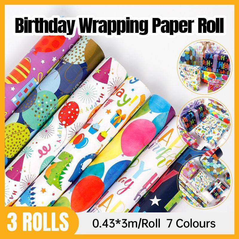 Gift Bags: 3 Pack Colorful Celebration with Premium Present Wrapping Paper - CSQQ